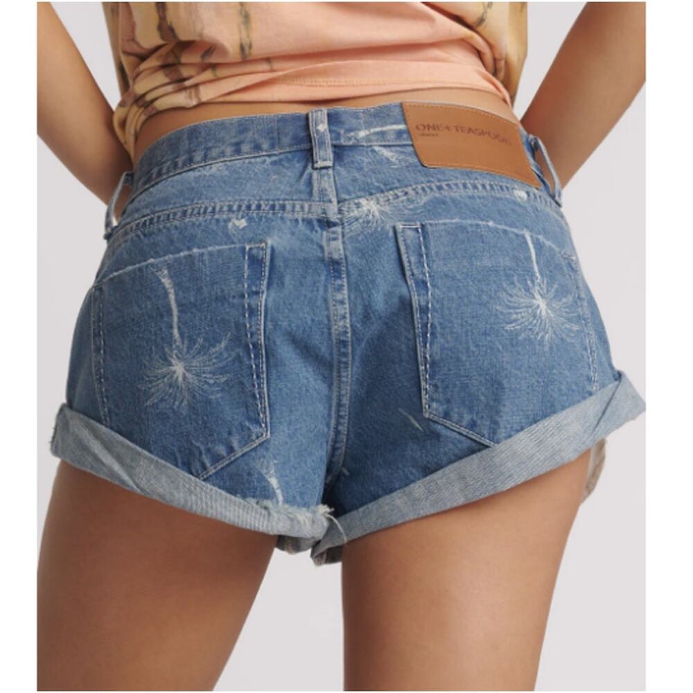 One Teaspoon Women's Malibu Blue Bandits‎ Low Waist Denim Shorts Size 31 - Picture 2 of 14